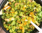 かき菜とソヤチャンクスのスパイス炒め作り方5写真