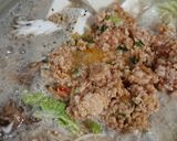 鶏ミンチ担々鍋お素麺入り作り方7写真