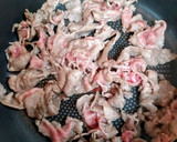簡単ランチ！5分で茗荷小松菜すき焼き牛丼作り方2写真