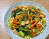 エビと小松菜のあんかけ焼きそば作り方10写真