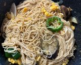 カレー風味ナスとピーマン素麺チャンプル風作り方10写真