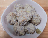 蓮根と榎の鶏団子and蓮根乗せ焼き作り方20写真