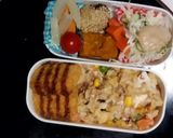 レンジ簡単中華風味噌󠄀カツ味炒飯弁当作り方16写真