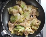 材料2つ☆豚こまキャベツ胡麻だれ炒め。作り方7写真