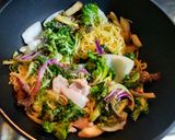 プチヴェール、エリンギ、新玉葱の焼きそば作り方12写真