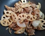 節約簡単夕飯主菜！豚こまとれんこんの生姜焼き弁当作り方9写真