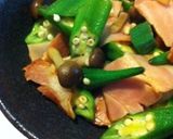 オクラ、しめじ、ベーコンの炒め物作り方4写真