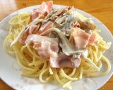 ベーコンときのこの速攻クリームパスタ♪作り方5写真