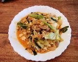 キッチンバサミで豆腐入り豚キムチ作り方6写真