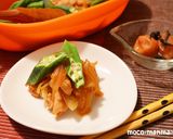 レンジで簡単♪ささみとオクラの梅肉蒸し♪作り方6写真