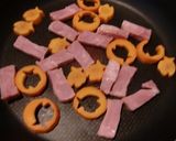 ベーコンで炒める、かたぬき人参とキャベツ作り方1写真