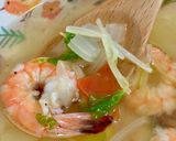 白菜の茎とえびとセロリのスープ♪作り方4写真