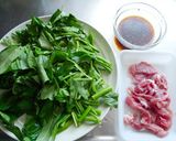 ❀豚肉と空芯菜の中華風パスタ❀作り方1写真