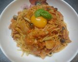 トマト缶を使って☆チリトマトカルボナーラ作り方4写真