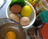 青じそたっぷり載せ　トローリ卵の甘酢煮丼作り方1写真
