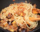 茄子とひき肉のトマト風味パスタ作り方4写真