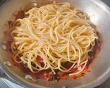 大根の葉とツナのトマトスパゲティ作り方7写真