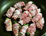 モロヘイヤと豚肉のロール焼き作り方3写真