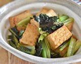 小松菜と厚揚げ豆腐のにんにく醤油炒め煮作り方5写真
