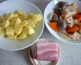 根菜とベーコンの黒胡麻スープ作り方1写真