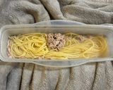 レンジで簡単　本格カルボナーラ（ツナ）作り方2写真