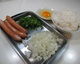黄金チャーハンのソーセージのっけ作り方1写真