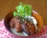 鶏つくね温卵丼作り方11写真