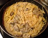 こってり牛肉とキノコのデミクリームパスタ作り方7写真