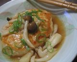 お豆腐入り☆鶏ハンバーグきのこあんかけ作り方5写真