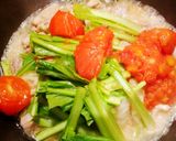 キャベツ・小松菜・鶏あっさりトマトパスタ作り方8写真