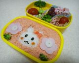 キャラ弁　動物　うさぎ　お花畑　そぼろ作り方10写真
