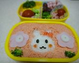 キャラ弁　動物　うさぎ　お花畑　そぼろ作り方12写真