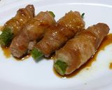 モロヘイヤと豚肉のロール焼き作り方6写真