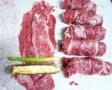 牛肉の玉子こんにゃくアスパラ巻き作り方3写真