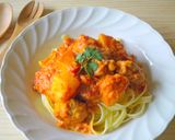 チキンとポテトのトマトクリームパスタ作り方9写真