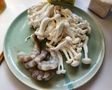 ブナピーと海老の柚子胡椒豆乳クリームパスタ作り方2写真