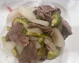 ゴーヤと梨と牛肉と　レンジ加熱で作り方2写真