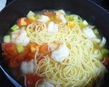 海老とトマトとセロリのスープパスタ作り方5写真