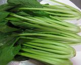 青菜炒め(茎と葉を分けて調理)作り方1写真