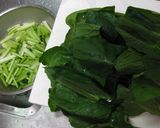 青菜炒め(茎と葉を分けて調理)作り方3写真
