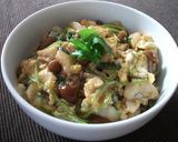 鱈となめこの卵とじ丼作り方6写真