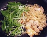 水菜と鶏肉の中華パスタ作り方5写真