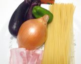 なす・ベーコン入りスパゲティナポリ風！作り方1写真