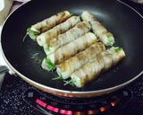 水菜inちくわ豚バラ巻き巻きソテー作り方3写真