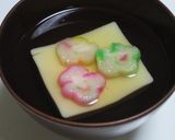 たまご豆腐と花麩のお吸物作り方5写真