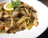 秋鮭としめじのレモンバター醤油パスタ作り方6写真