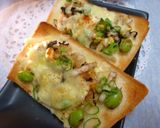 白菜と枝豆と葱の和風トースト作り方4写真
