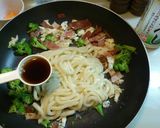 簡単☆うどん・で・カルボナ～ラ作り方3写真