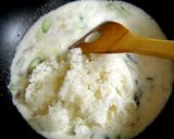 鶏挽肉とアスパラのミルクリゾット作り方3写真