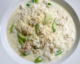 鶏挽肉とアスパラのミルクリゾット作り方4写真